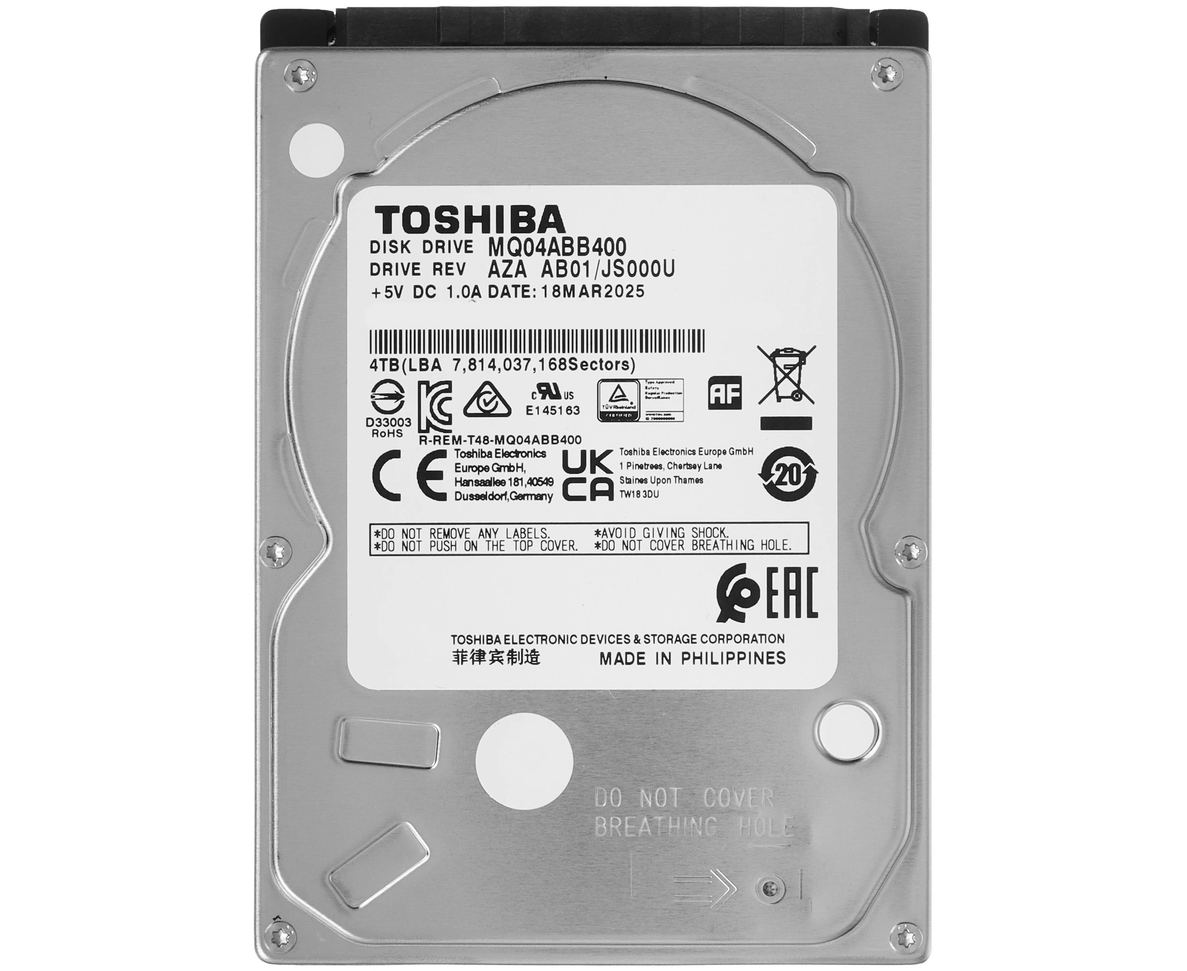 HDD Toshiba MQ04 ABB400 4 Tb SATA 2.5" 6.0 Gbit/s 15mm 5400 rpm 128 Mb 1 year warranty
