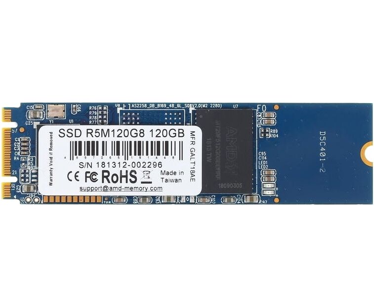 SSD M.2 120 GB SATA3 Radeon, box (R5 M120 G8) (2280, 3 D TLC, SM2258 XT, R/W: up to 550/530 MB/s)