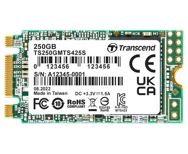Внутренний SSD Transcend 250 GB 425 S, SATA-III R/W - 500/330 MB/s, (M.2), 2242, 3 D NAND