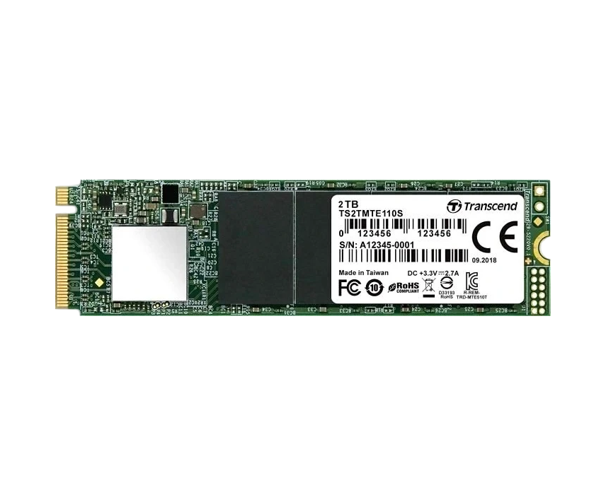 SSD Transcend MTE110 S (TS2 TMTE110 S), 2048 GB, M.2(22x80mm), NV Me, PC Ie 3.0 x4, 3 D TLC, R/W 2500/1700 MB/s, IO Ps 200 000/250 000