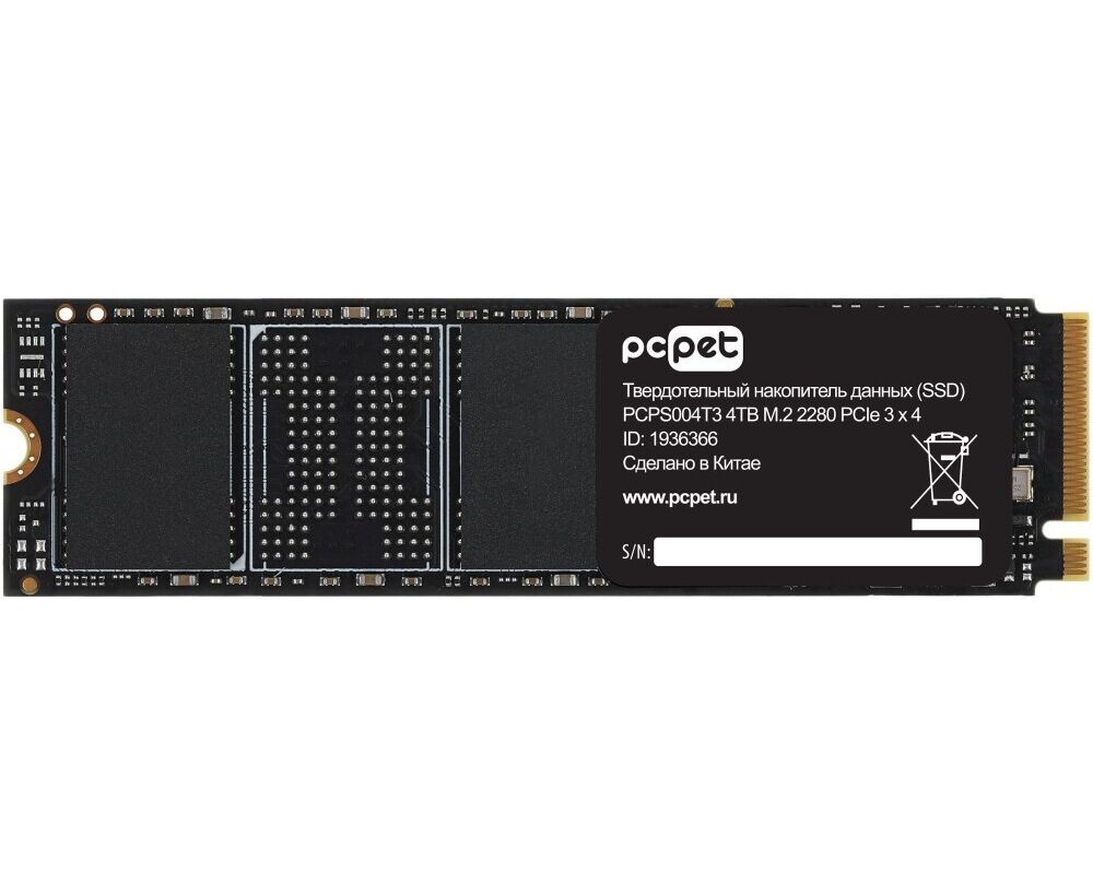 SSD PC Pet PCPS004 T3 PCI-E 3.0 x4 4 Tb M.2 2280 OEM