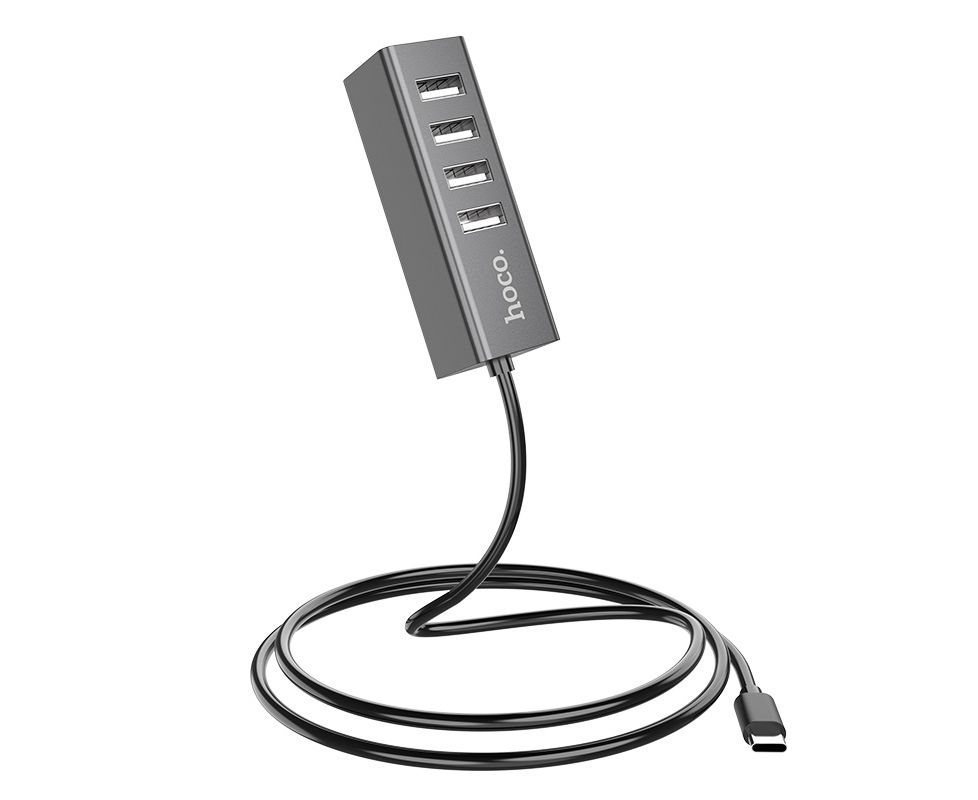 Адаптер переходник Hoco HB1 4 USB Line machine (tarnish)