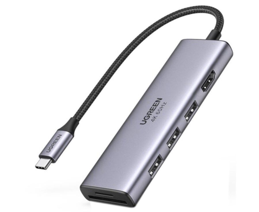 Адаптер U Green CM511 (60383) USB-C Multifunction Adapter серый космос