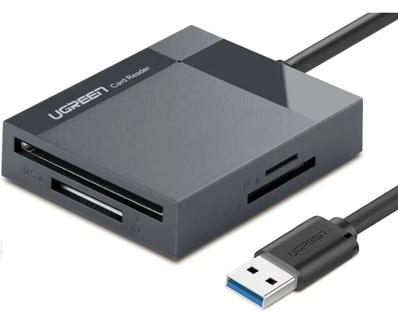 Картридер UGREEN CR125 30333 USB 3.0 All-in-One Card Reader 50cm Grey