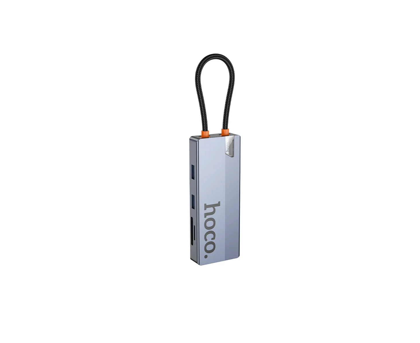 Адаптер HOCO HB52 Wow 8-in-1 multi-function converter(HDTV+RJ45+SD/TF+PD+Type-C3.0+USB3.0*2) (серый)