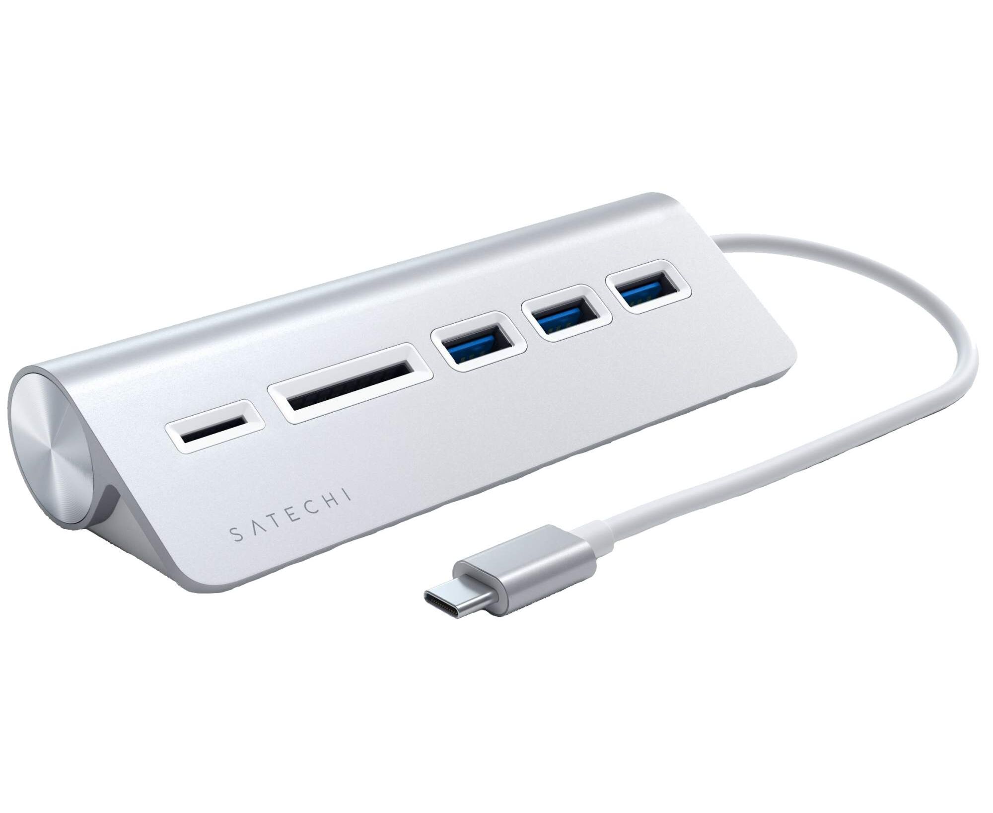 USB-концентратор Satechi ST-TCHCRS Type-C Aluminum USB Hub Micro/SD Card Reader with White Cable Silver