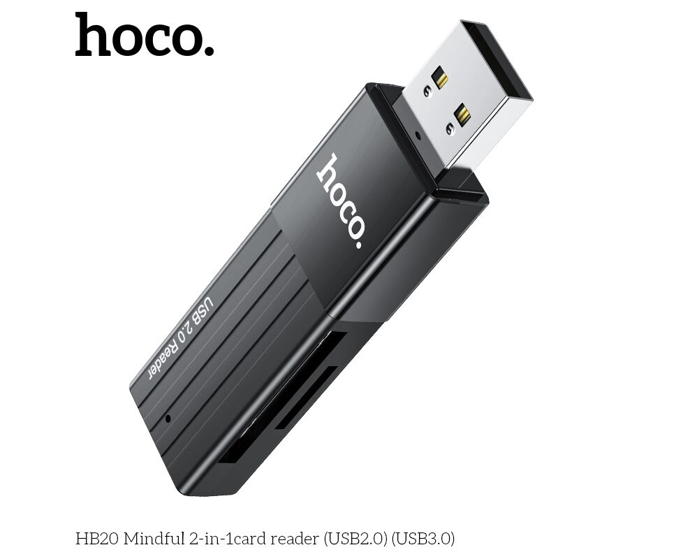 Переходник HOCO HB20 Mindful 2-in-1card reader USB2.0 (черный)