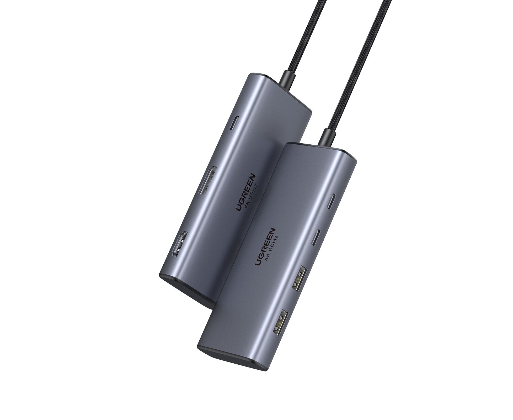 Хаб UGREEN CM498 (75902) 7-in-1 USB-C Hub With HDMI, D Px2, USB-Cx2, USB-A, USB-C PD. Цвет: серый космос