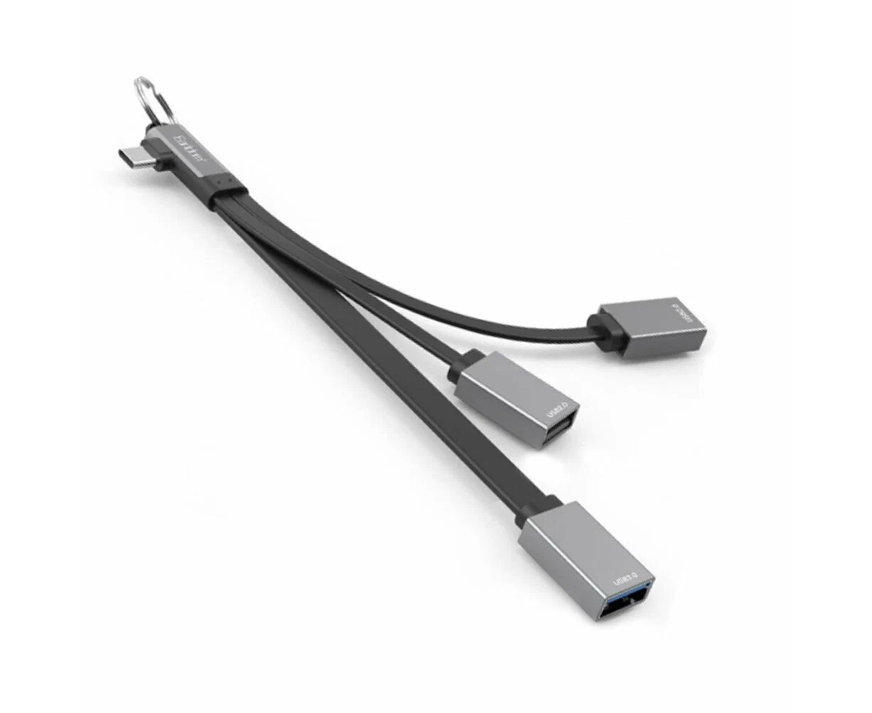 USB HUB Earldom ET-HUB17 C Type C, 3 USB (длина 12см) серебро