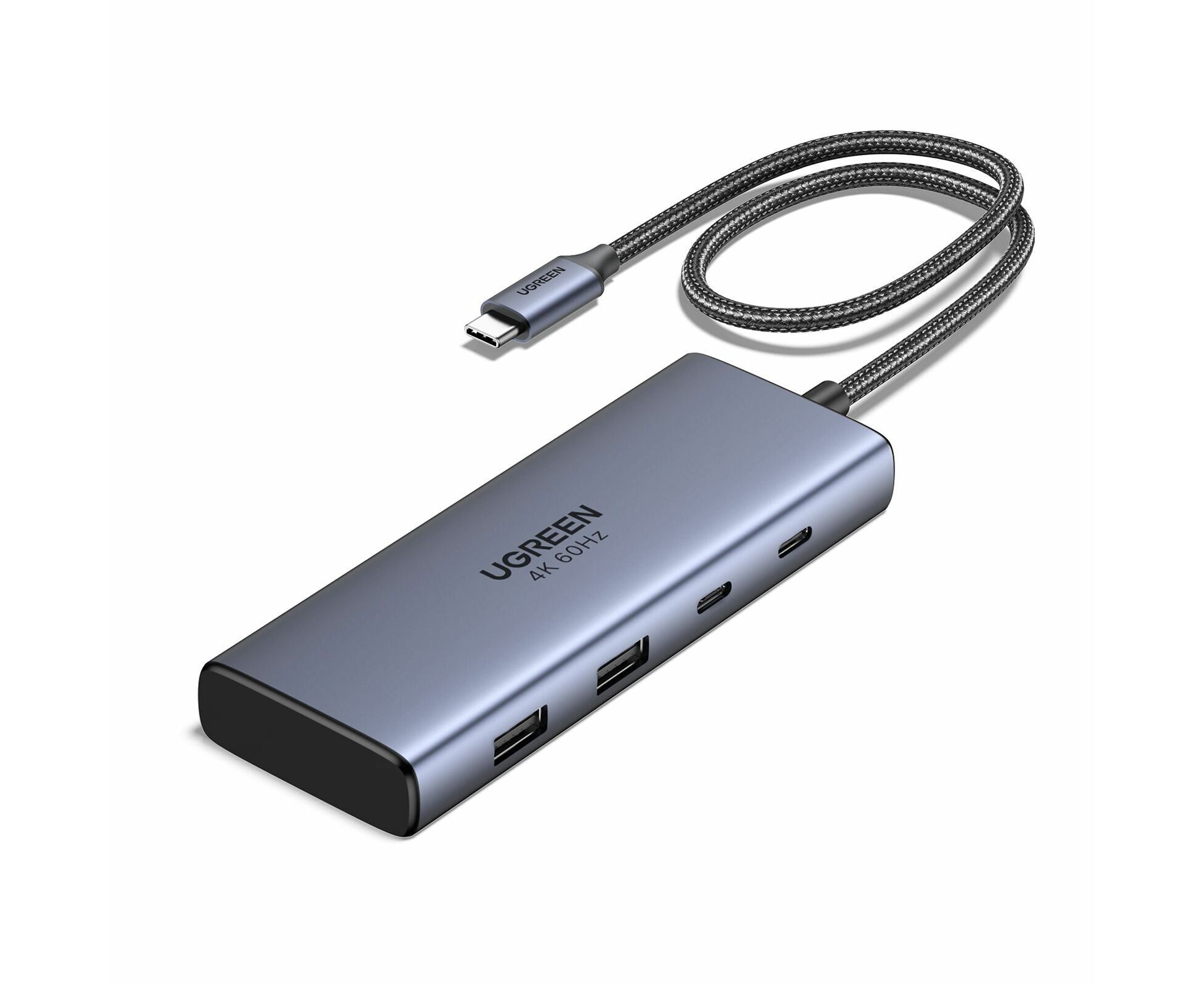 Хаб UGREEN CM498 (45379) 7-in-1 4 K 60 Hz USB-C to 2*USB-A 3.2+2*USB-C 3.2+2*HDMI+PD Port Converter Gray