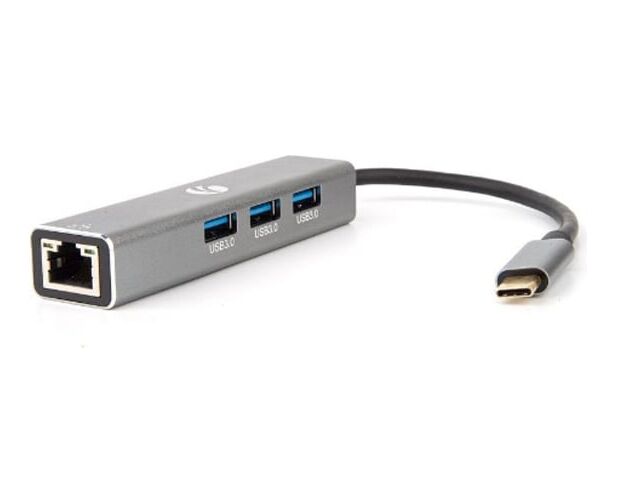 USB-концентратор VCOM DH311 A USB 3.1 Type-C(M)--RJ-45+3*USB 3.0(f) Aluminum Shell (1/150)