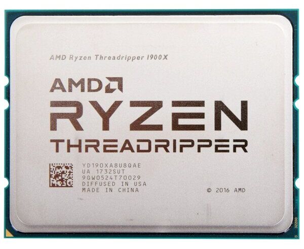 Процессор AMD Ryzen Threadripper 1900 X (YD190 XA8 U8 QAE) OEM (TR4, 3.8 G Hz up to 4.0 G Hz/8x512 Kb+16 Mb, 8 C/16 T, Summit Ridge, 14nm, 180 W, unlocked)