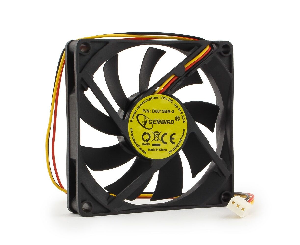 Вентилятор 80 мм Gembird D8015 ВM-3, 80x80x15, 3 pin, 2600 rpm,BB (ball bearing), провод 30 см