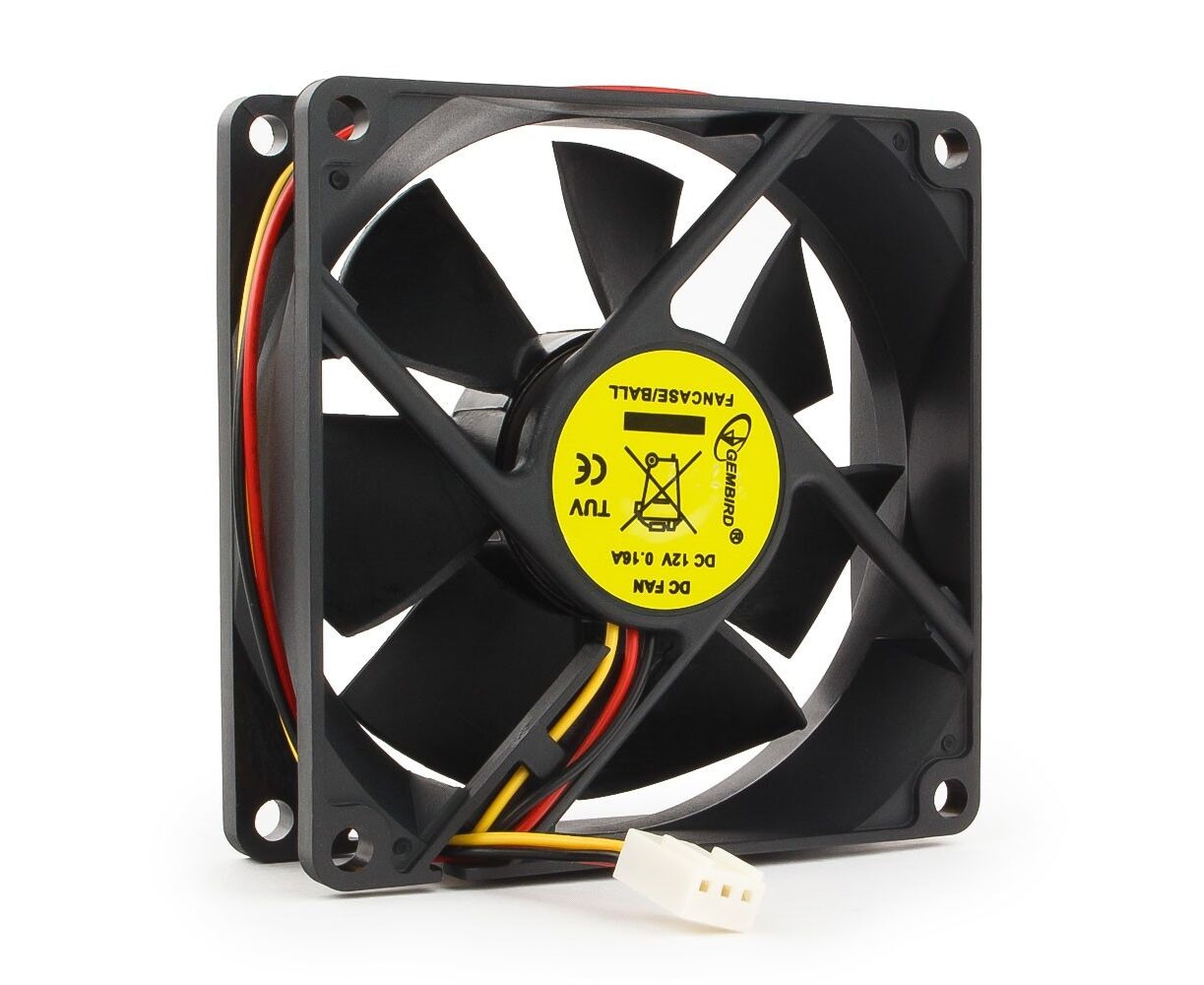 Вентилятор 80 мм Gembird FANCASE/BALL, 80x80x25, 3 pin, 2600 rpm, провод 30 см