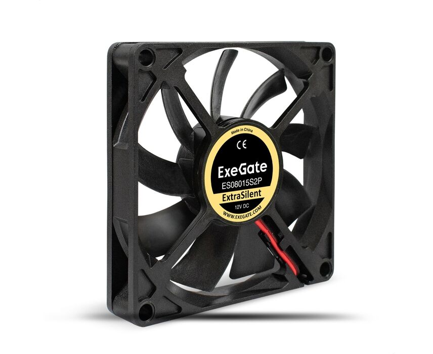 Вентилятор Exe Gate Extra Silent ES08015 S2 P EX295233 RUS (80x80x15 мм, Sleeve bearing (подшипник скольжения), 2pin, 1600 RPM, 16,5d BA)
