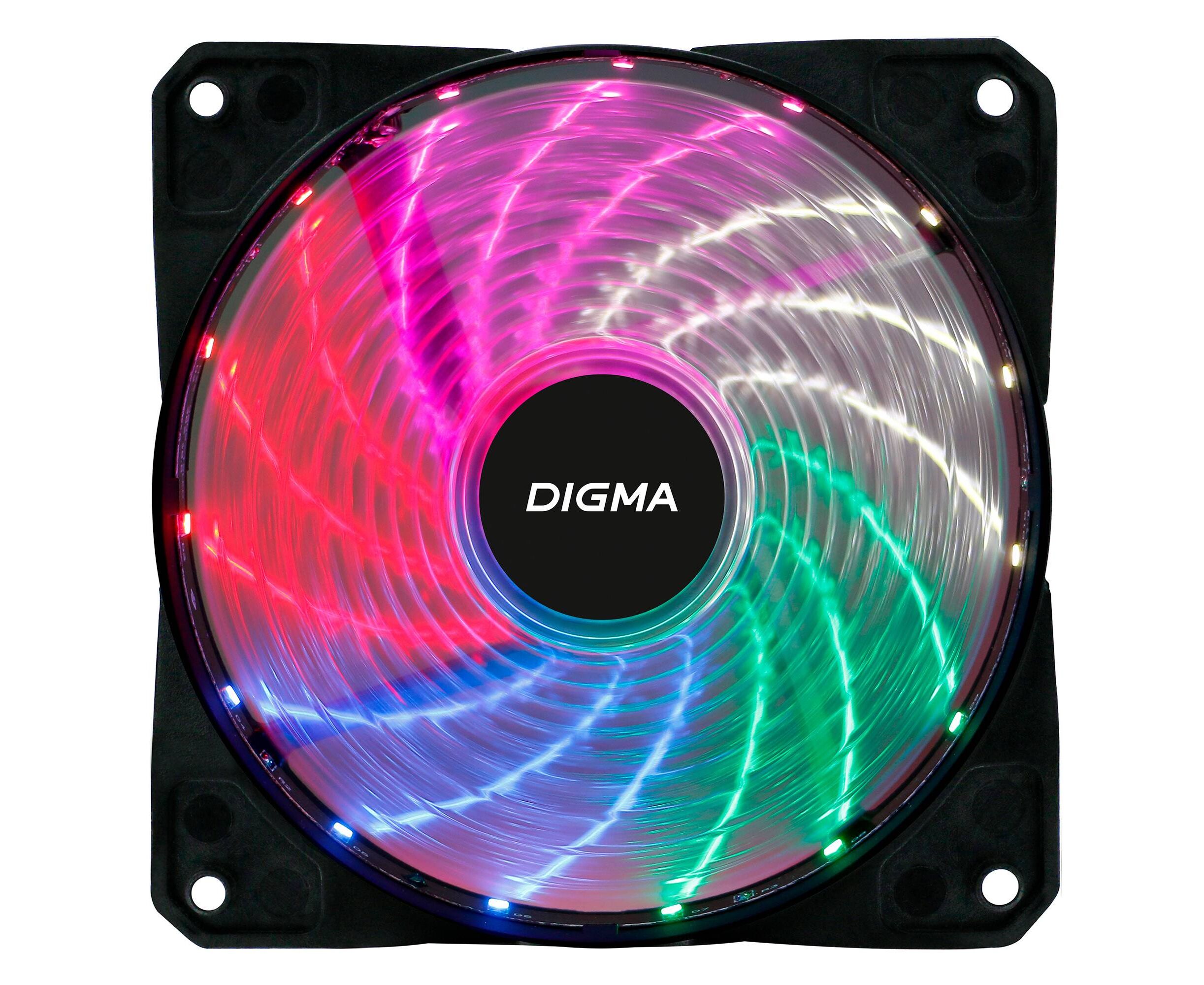 Вентилятор Digma DFAN-FRGB2 120x120x25mm 3-pin 4-pin (Molex)23d B 115gr LED Ret
