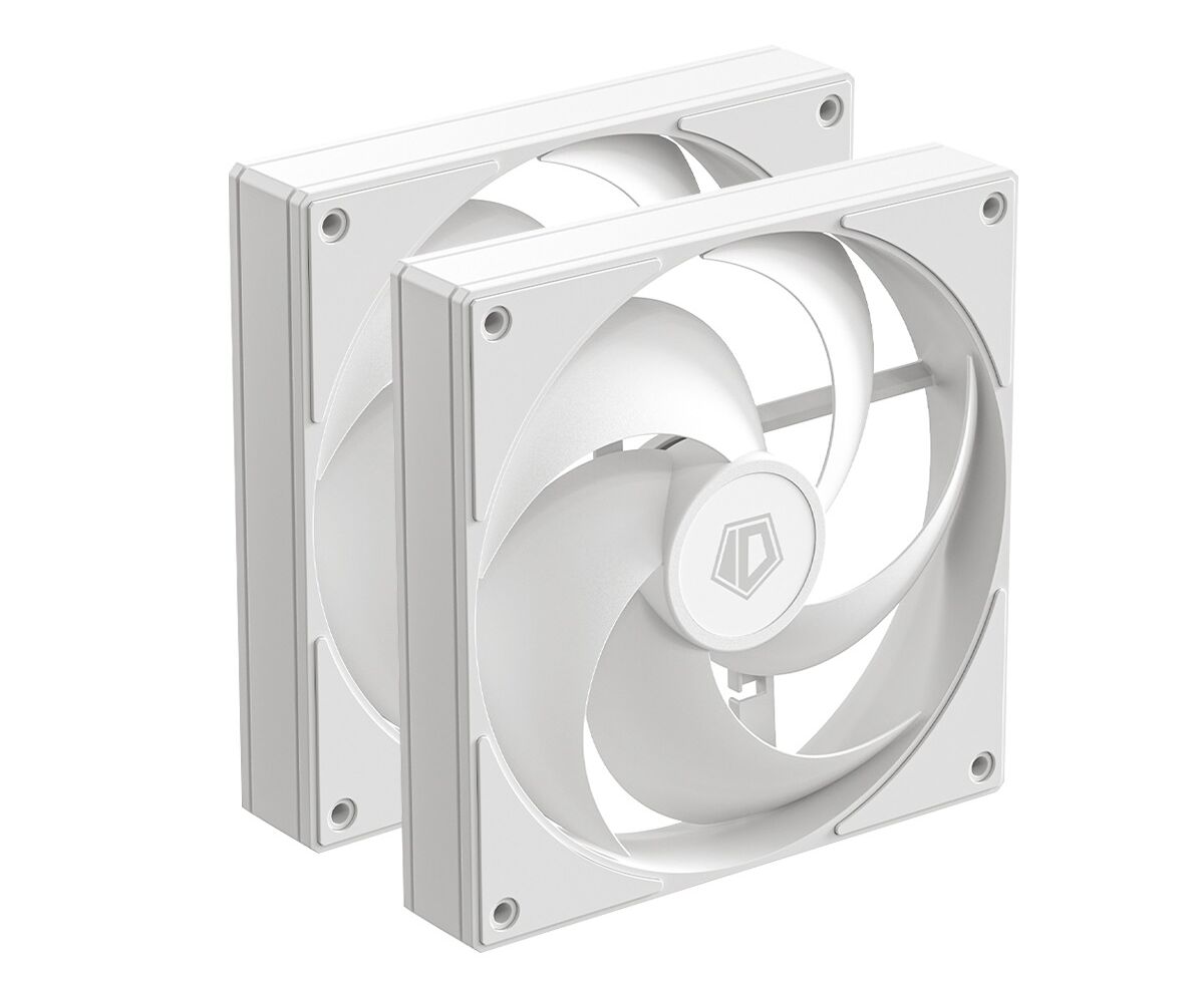 Вентилятор ID-COOLING AS-140-W Duet (2in1) 140x140x25мм (PWM, резиновые углы, белый, 300-1800об/мин, супертихий) Box