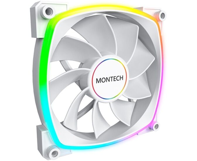 Вентилятор Montech RX140 PWM Reverse White (RX140 W) / 140mm, 4pin PWM, 3pin ARGB, 600-1600 RPM, 90.5 CFM, 27.9d BA, Rifle bearing