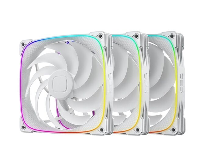 Комплект вентиляторов (3 шт.) Geometric Future Squama 2503 W-14 Triple Pack (1 F2503 W314000) / 140mm, PWM, 2400 RPM, 91.15 CFM, 34.0 d BA, 5 V ARGB, White