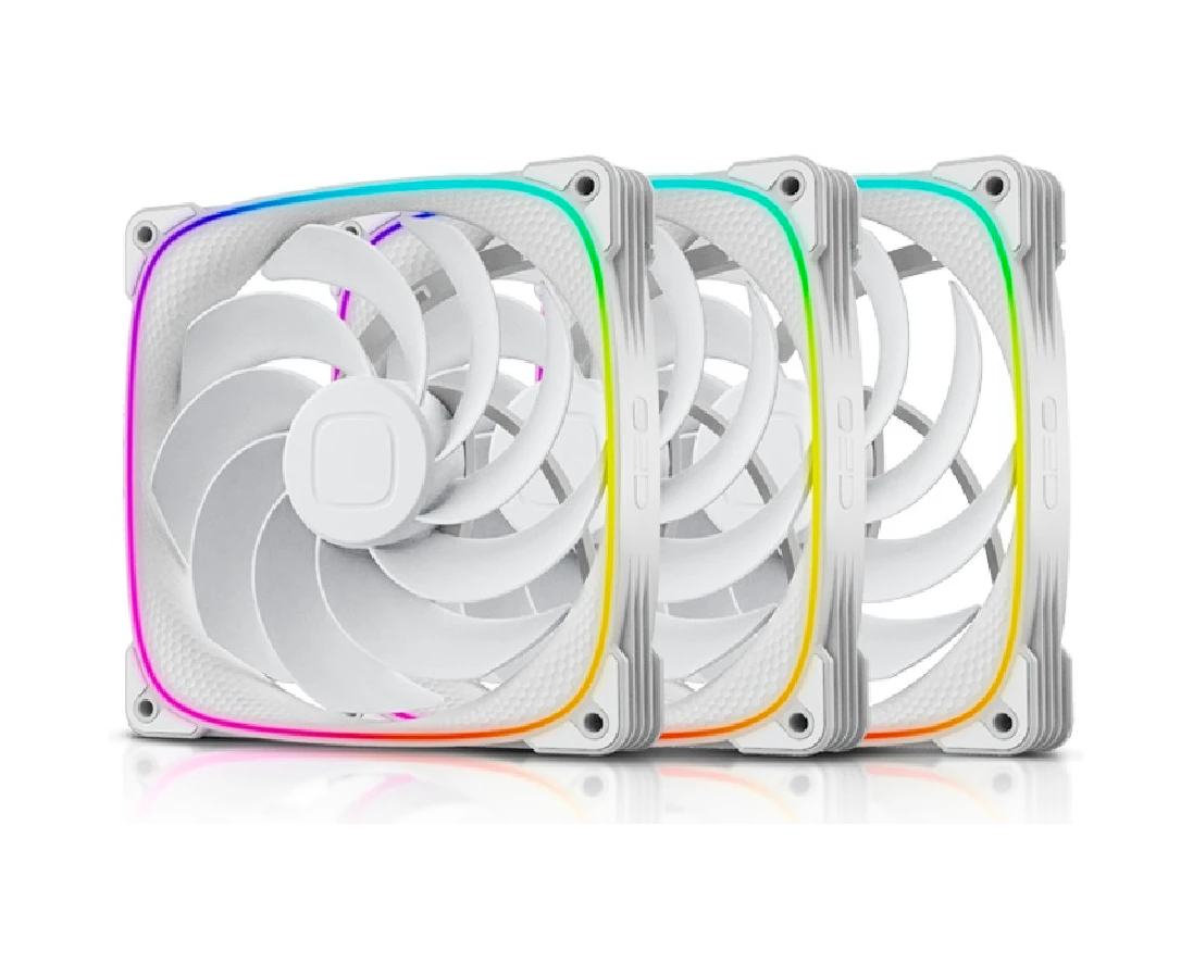 Комплект вентиляторов (3 шт.) Geometric Future Squama 2503 RW-14 Reverse White (1 F2503 R314100) / 140mm, PWM, 2100 RPM, 71.80 CFM, 34.0 d BA, 5 V ARGB