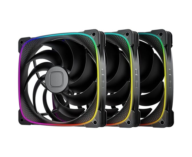 Комплект вентиляторов (3 шт.) Geometric Future Squama 2503 B-14 Triple Pack (1 F2503 B314000 / 140mm, PWM, 2400 RPM, 91.15 CFM, 34.0 d BA, 5 V ARGB, Black