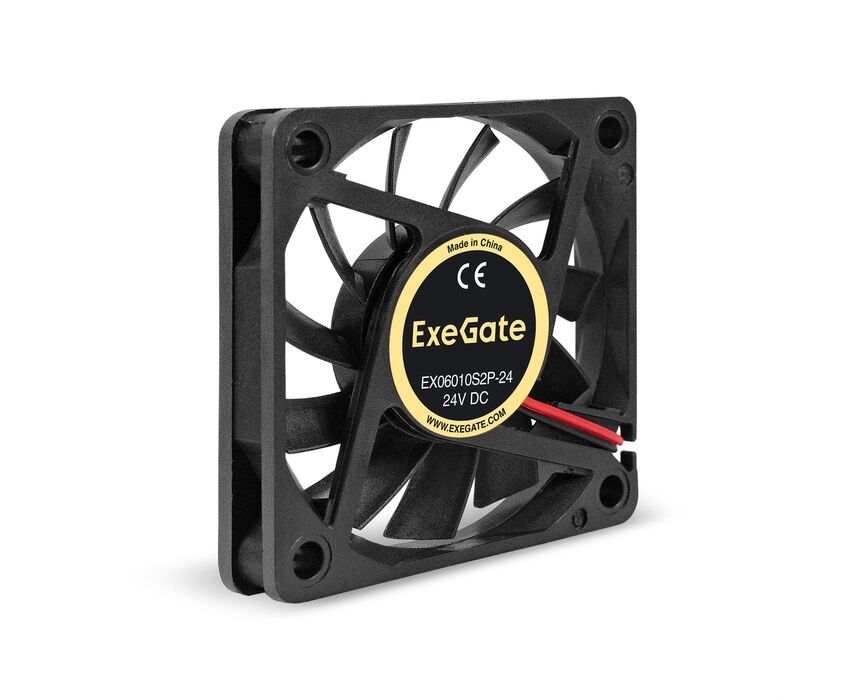 Вентилятор Exe Gate EX06010 S2 P-24 EX295203 RUS (60x60x10 мм, Sleeve bearing (подшипник скольжения), 2pin, 3000 RPM, 24.1d BA)