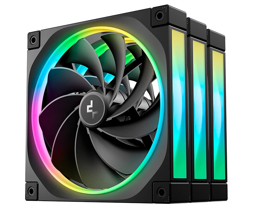 Вентилятор DEEPCOOL FL14 R-3 in 1 140x140x25мм Reverse (PWM, ARGB, черный, 500-1700об/мин) Color Box