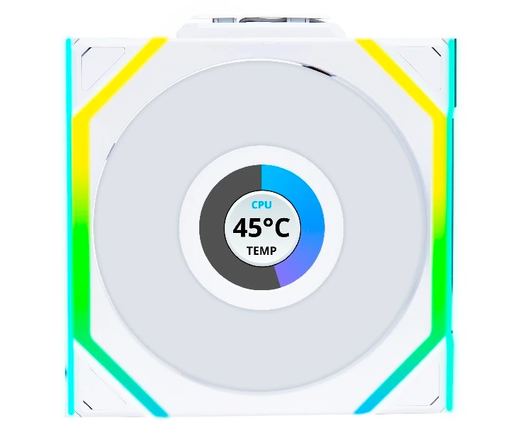 Вентилятор Lian Li UNI Fan SL Wireless LCD 120 Reverse Blade (G99.12 RSLLCD1 W1 W.R0)/12 RSLLCD1 W1 W White/120x124,5x28мм(1.6” LCD, PWM, ARGB, 1900 об/мин)