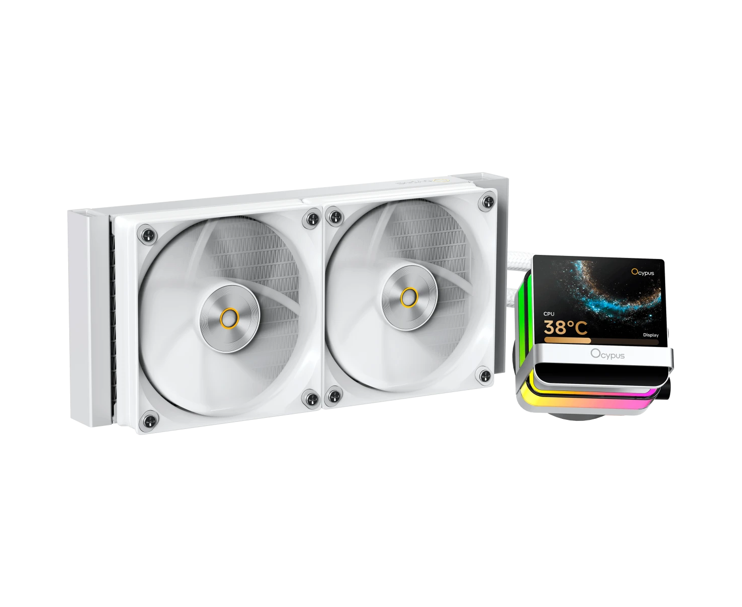 Вентилятор Ocypus Sigma L24 Pro WH, 240mm, LCD Pump, 2x120mm FDB fans, LGA115 X/1200/1700/18 XX, AM4/AM5