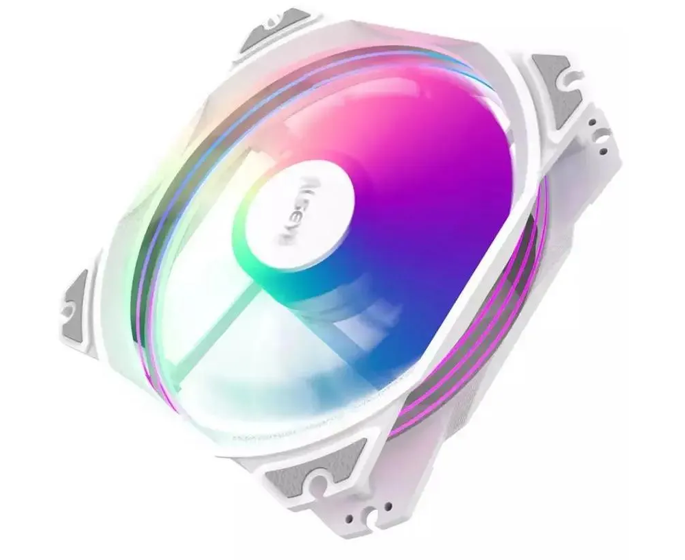 Вентилятор ALSEYE M120-PWA 120мм, 4-pin, 1700об/мин, 19.4 - 33.8 д Б, RGB, белый, Ret