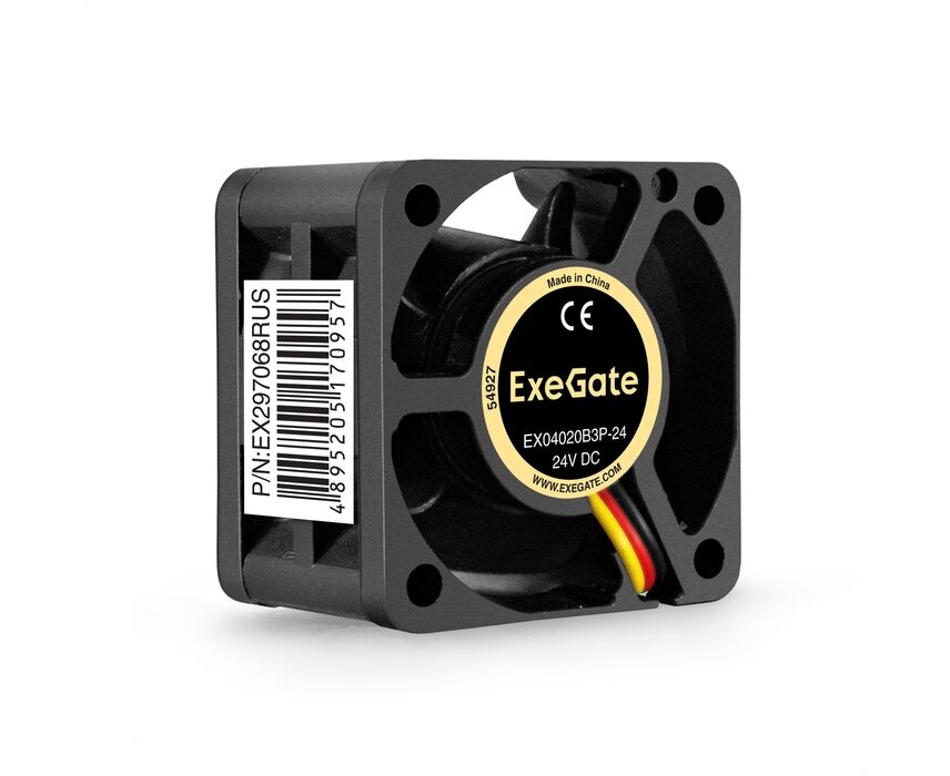 Вентилятор Exe Gate EX04020 B3 P-24 EX297068 RUS 24 В DC (40x40x20 мм, 2-Ball (двойной шарикоподшипник), 3pin, 8000 RMP, 33,2d BA)