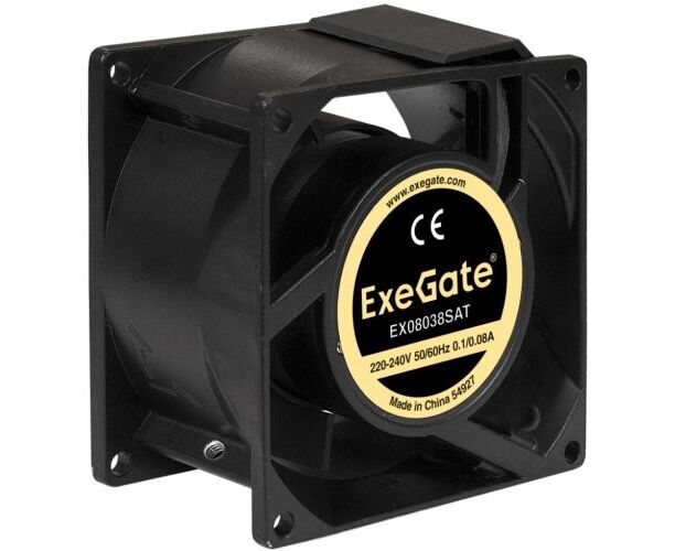 Вентилятор Exegate EX08038 SAT EX289002 RUS 220 В (80x80x38 мм, Sleeve bearing (подшипник скольжения), клеммы, 2400 RPM, 36d BA)