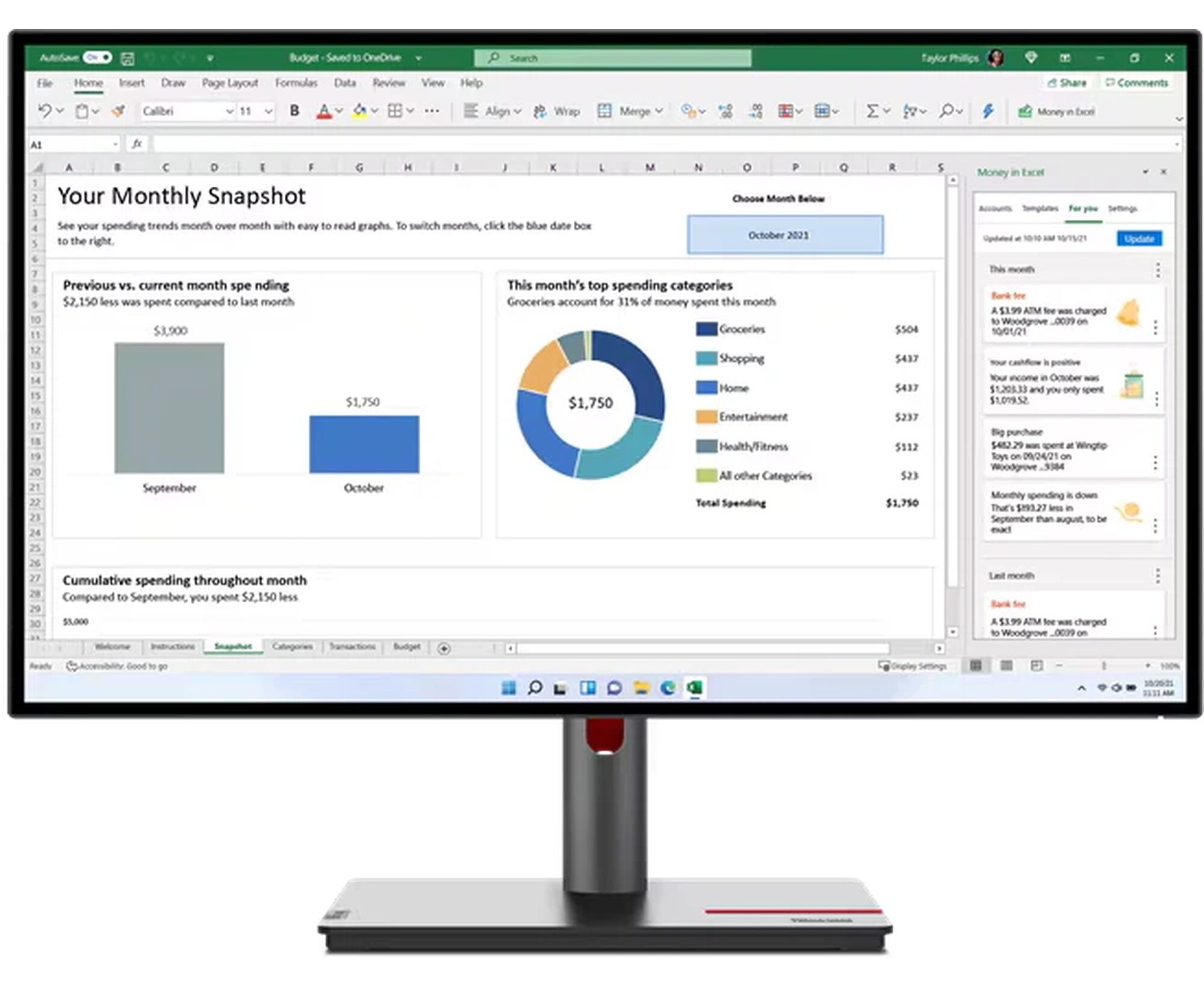 Монитор Lenovo P27h-30 (63 A1 GAR1 CB) 27" 16:9, IPS, QHD, 4ms, 350cd, 60 Hz, HDMI, DP, DP OUT, USB-C, USB, LAN, HAS
