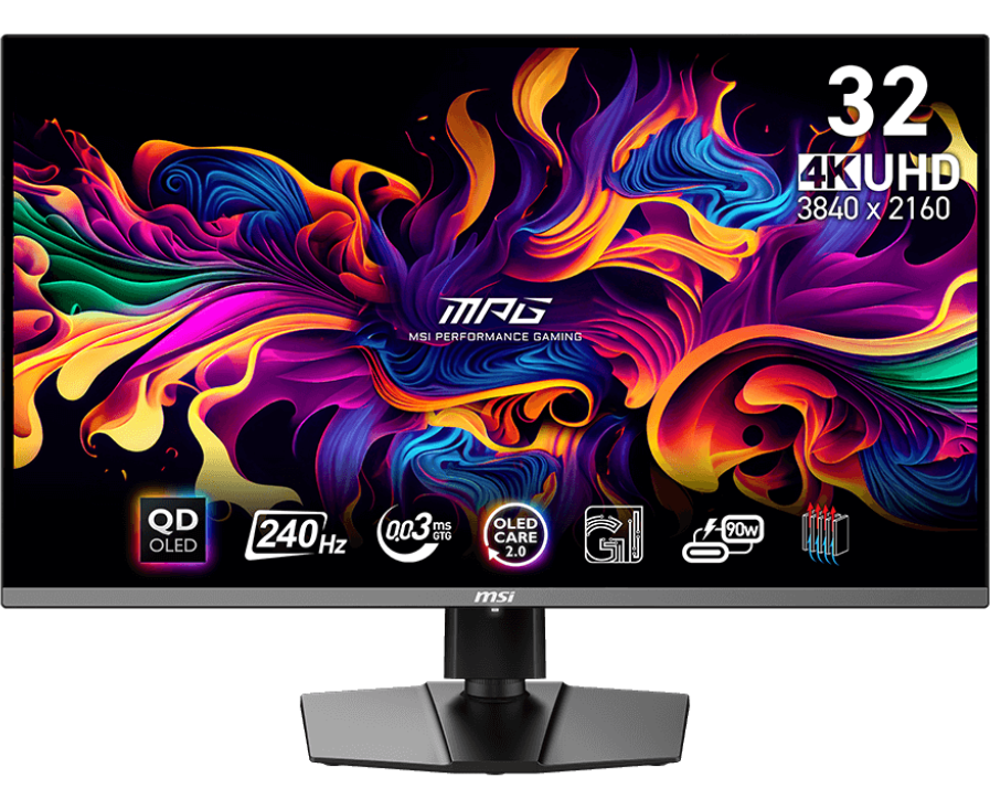 Монитор MSI MPG 321 URX (9 S6-3 DD29 A-055) Black QD-OLED, 3840x2160, HDMI+HDMI+DP+Type C, 0.03 ms, 178гр./178гр., 250 cd/m, 1500000:1, 240 Hz
