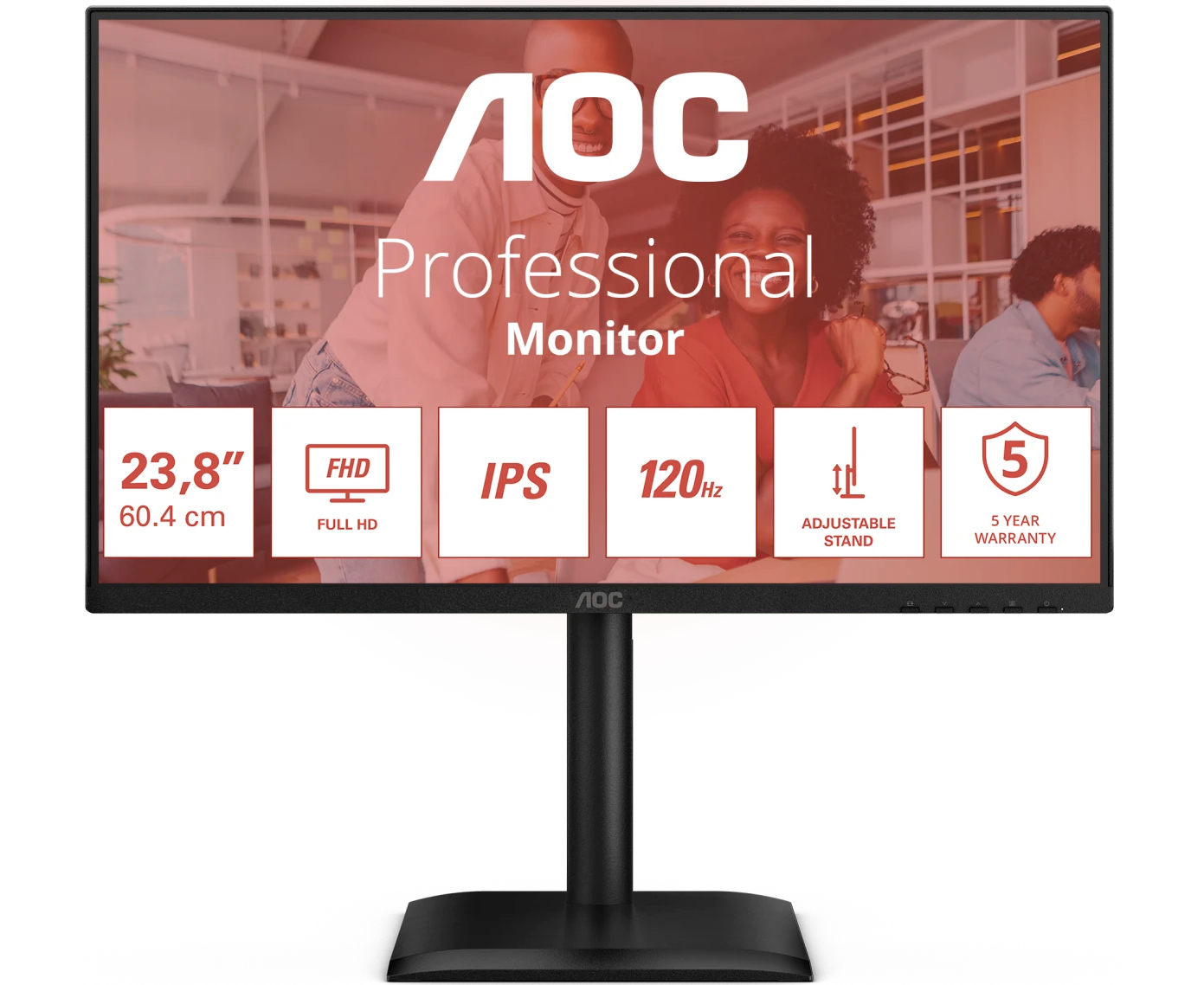 Монитор AOC 24 E4 U Black 1920x1080, IPS, 120hz, 80 M:1, 300cd, 4 ms, HDMI 1.4, Display Port 1.2, 4*USB, Speakers, Height adj 150, pivot, VESA 100