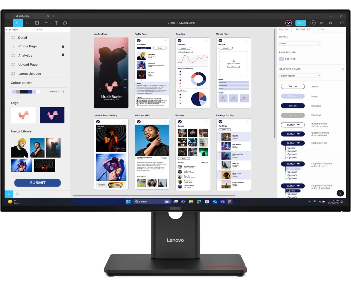 Монитор Lenovo T32 UD-40 (64 B0 GAR1 CB) 16:9, IPS, UHD, 4ms, 350cd, 60 Hz, HDMI, DP, USB, USB-C, LAN, HAS