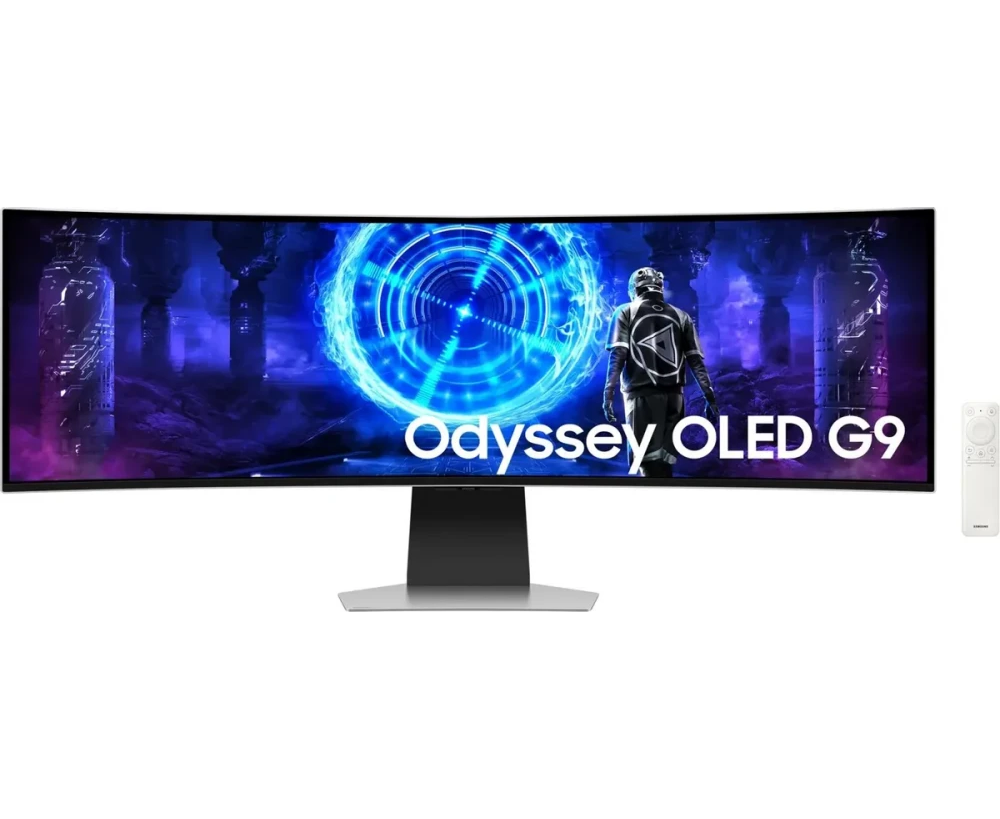 Монитор Samsung Odyssey OLED G9 S49 DG952 SMXUE серебристый OLED LED 0.03ms 32:9 HDMI M/M матовая HAS 250cd 178гр/178гр 5120x1440 240 Hz DP DQ USB