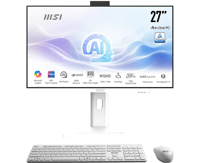 Моноблок MSI Modern AM273 QP AI 1 UM-094 XRU (9 S6-AF0112-293) White 27" WQHD Core Ultra 7 155 H/32 Gb/SSD1 Tb Graphics/CR/no OS/kb