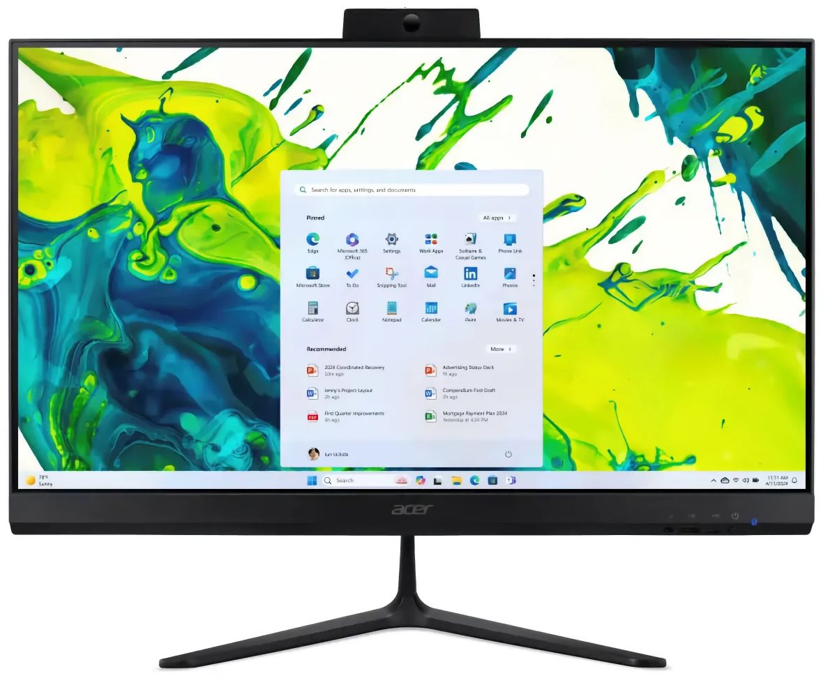 Моноблок Acer Aspire C27 B-GARL (DQ.BT0 CD.002) Full HD Core Ultra 5 225 U (1.3) 16 Gb SSD512 Gb Graphics Eshell Gbit Eth Wi Fi BT клавиатура мышь Cam черный