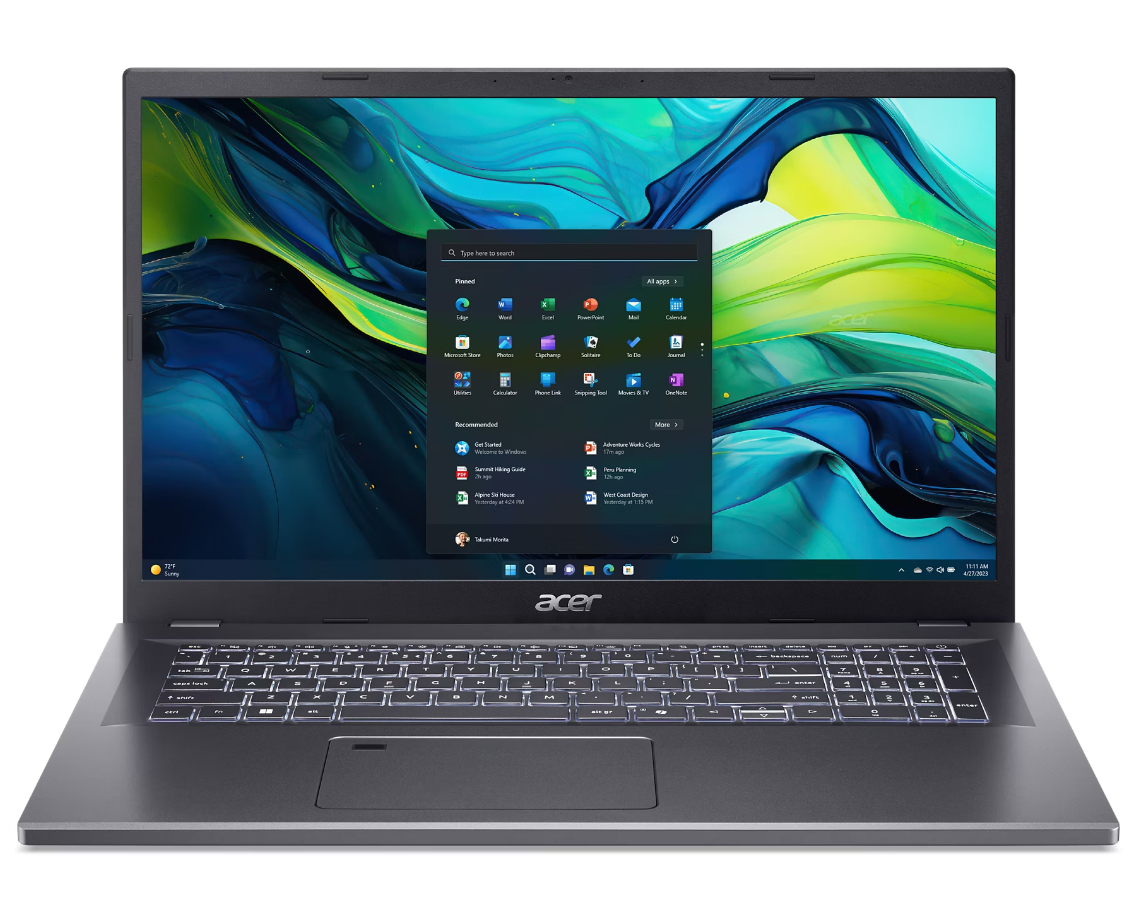 Ноутбук Acer Aspire 17 A17-51 M-54 AL (NX.JERER.001) Silver 17.3" FHD Intel Core i5-1334 U/16 Gb/512 Gb SSD/ No OS
