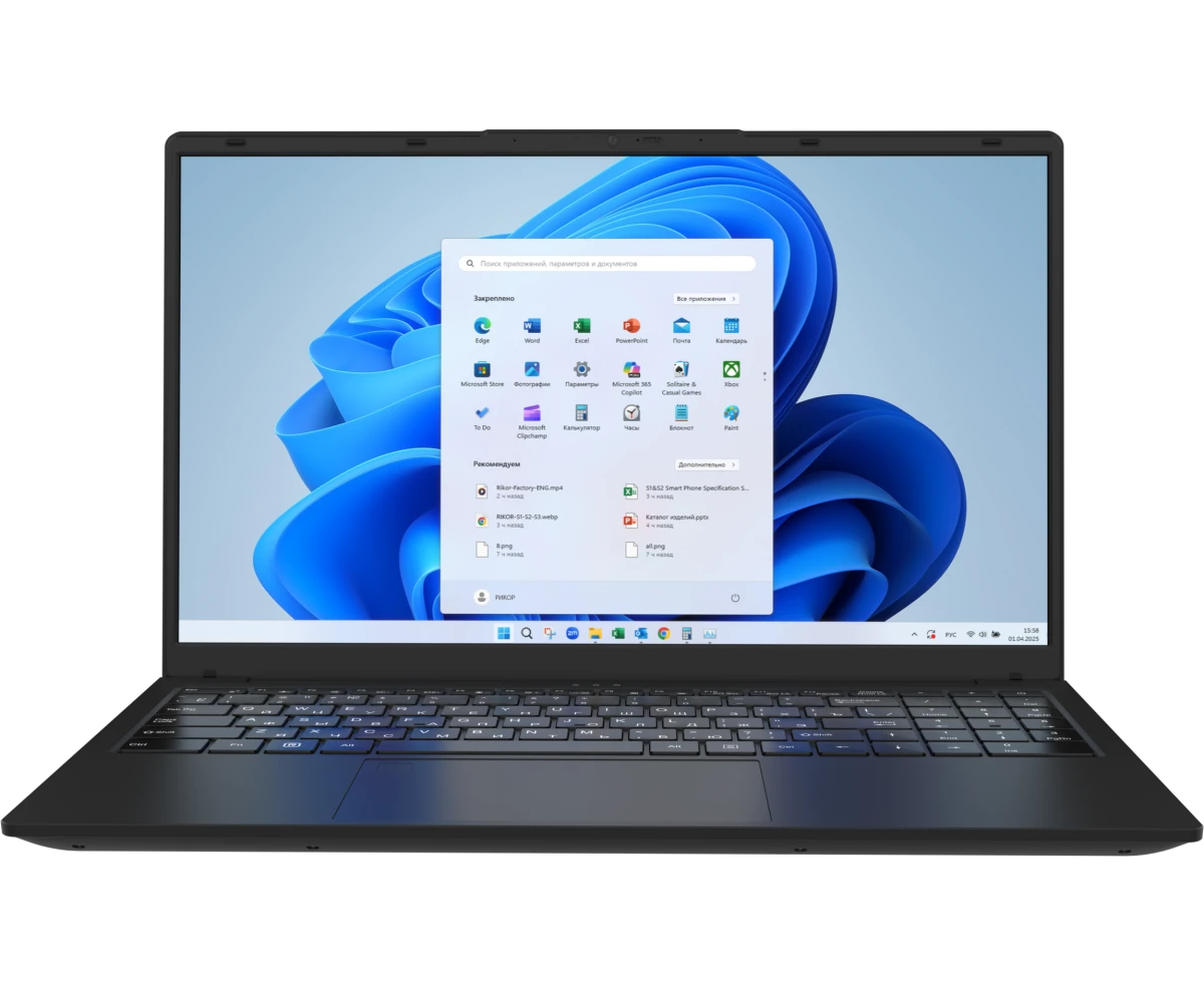 Ноутбук RIKOR Pro 5 15’’ M-02 R-N NINO 203.2/IC-025 (КДБА.466259.018-01) (D8 DF78 F6) black 15.6" IPS FHD Core i5 1155 G7/16 Gb/512 Gb SSD/VGA int/W11 Pro