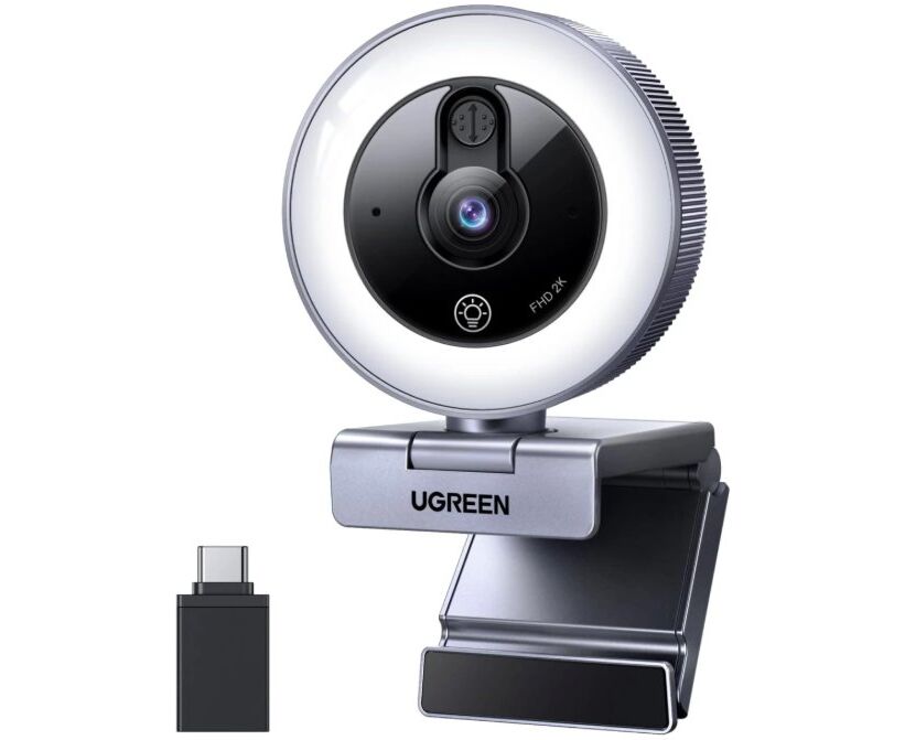 Веб-камера UGREEN CM910 (65857) 2 K USB HD With Built-in Wire Webcam со встроенным кабелем длиной 1,5м серый космос