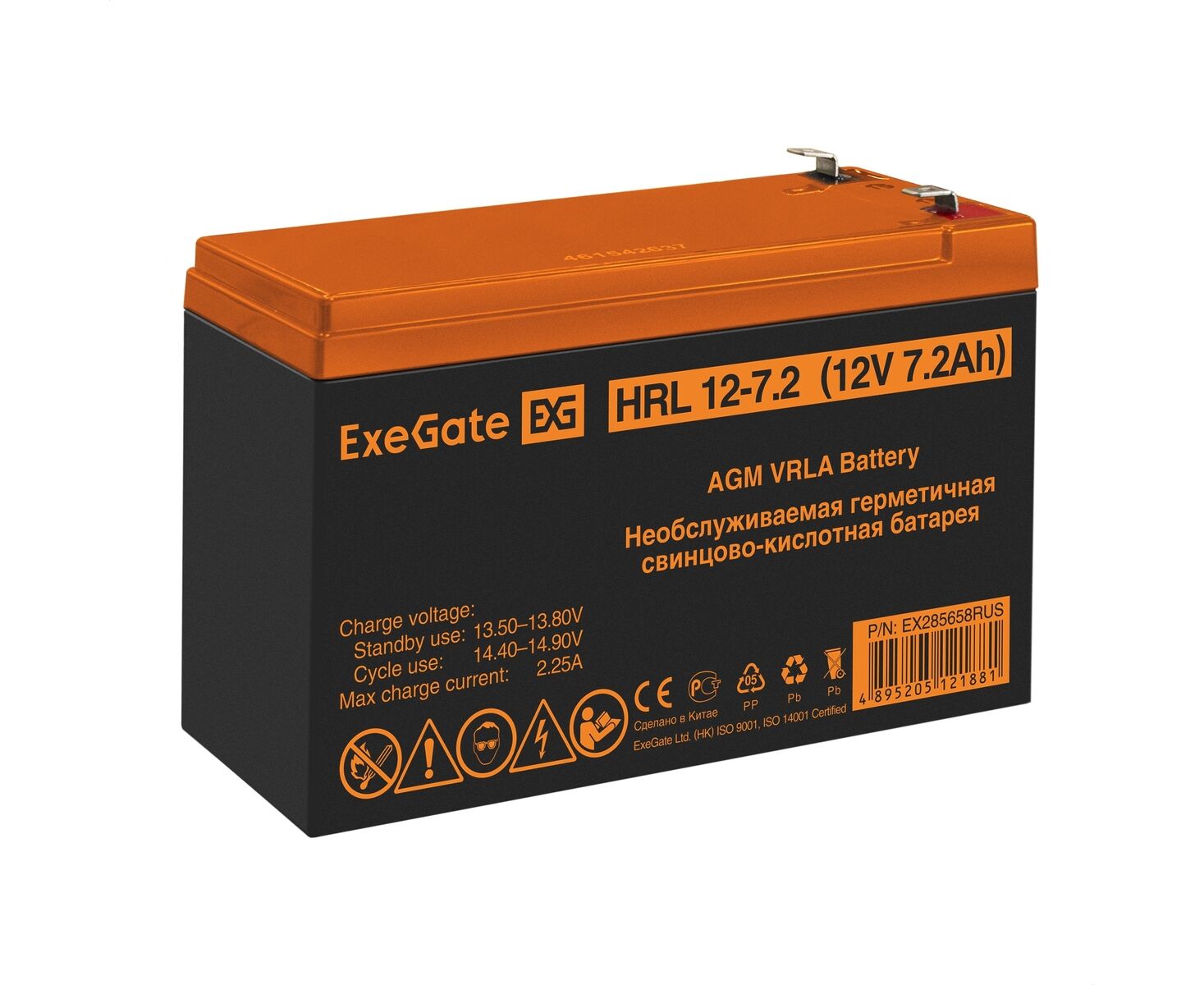 Аккумуляторная батарея Exe Gate HRL 12-7.2 (12 V 7.2 Ah, 1227 W, клеммы F2) 285658
