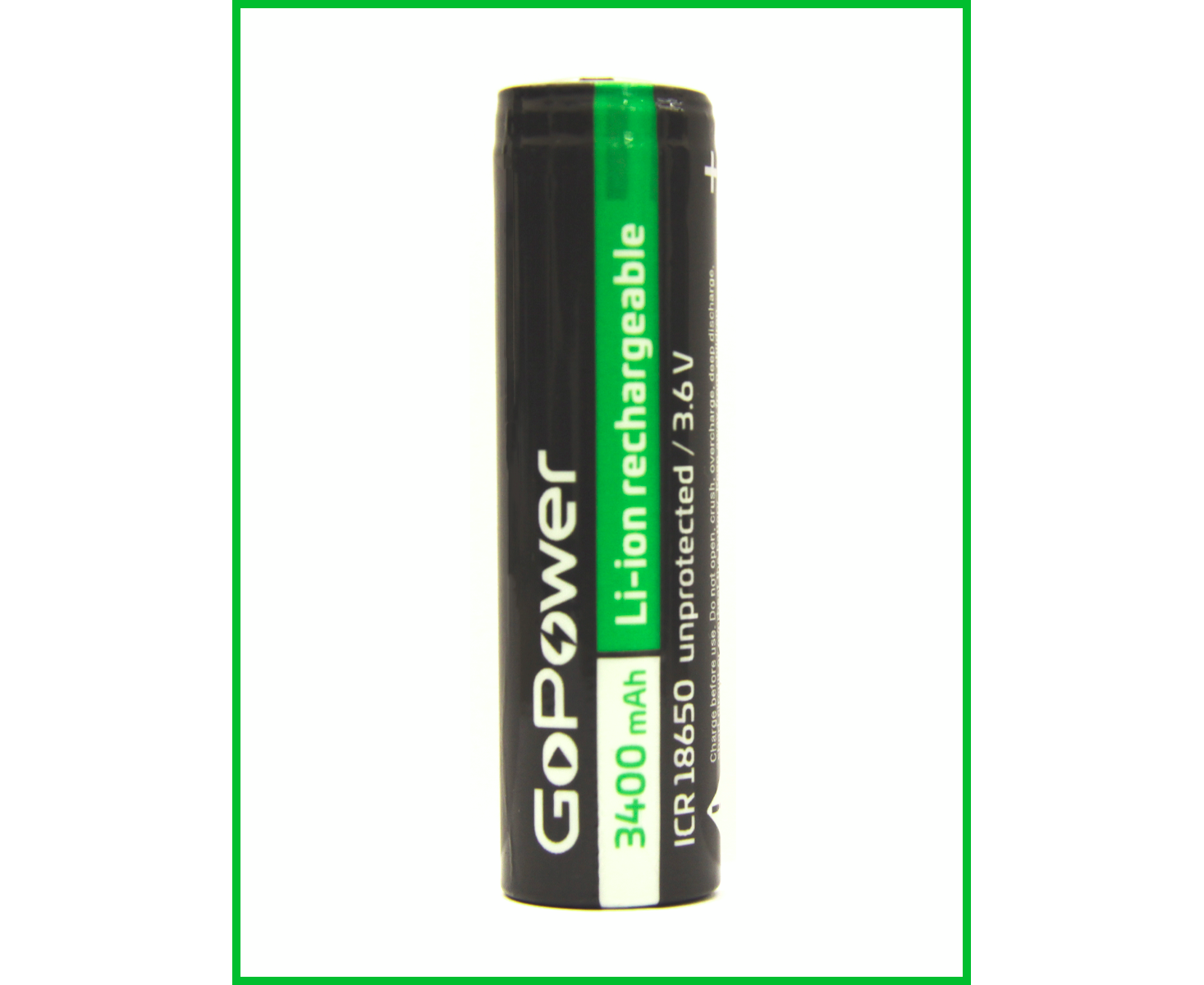 Аккумулятор Li-ion Go Power 18650 (Pan. NCR18650 B) PC1 3.6 V 3400m Ah без защиты плос.конт. (1/96/192)