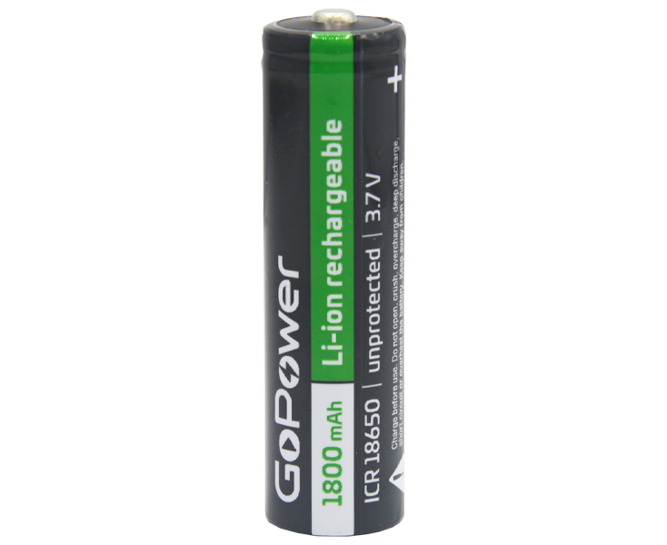 Аккумулятор Li-ion Go Power 18650 PC1 3.6 V 1800m Ah без защиты выс.конт. (1/80/160)