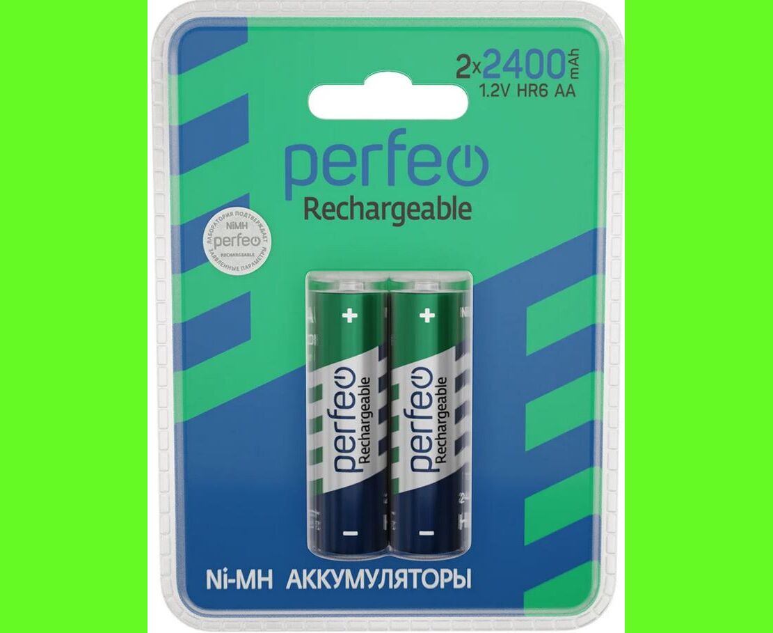 Аккумулятор Perfeo AA2400m Ah/2 BLПластик
