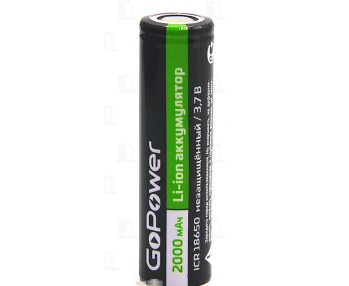 Аккумулятор Li-ion Go Power 18650 PC1 3.7 V 2200m Ah без защиты плос.конт. (1/78)