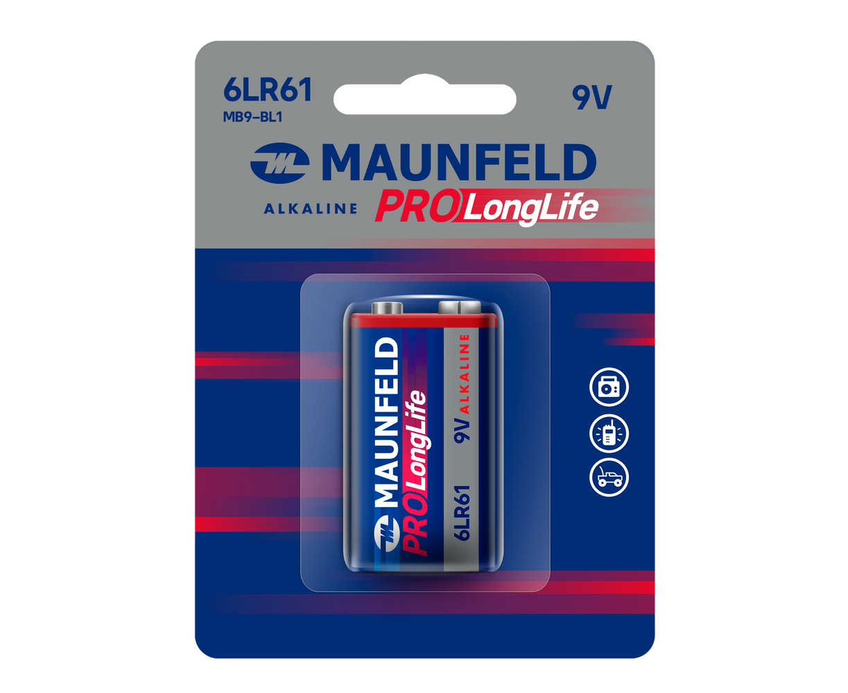 Батарейки Maunfeld Pro Long Life Alkaline 9 V(6 LR61) MB9-BL1 блистер 1шт
