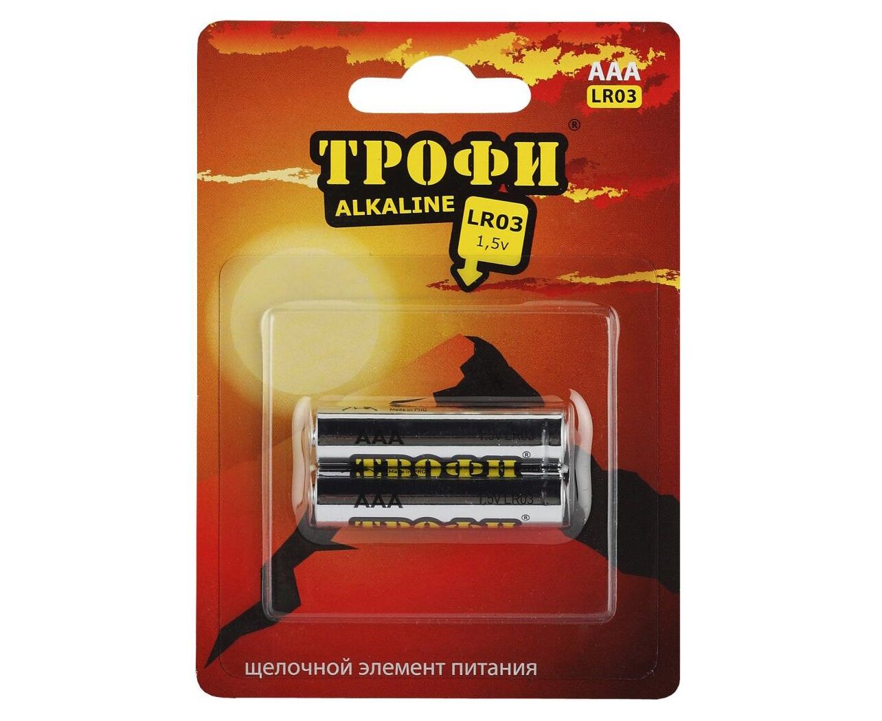 Батарейка AAA Трофи LR03 Alcaline (2-BL) (60/480) .. (14304)
