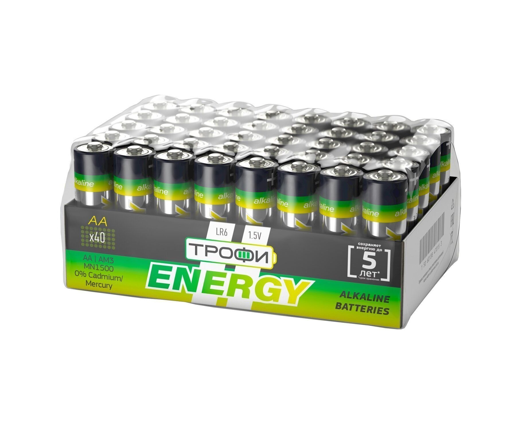 Батарейка AA Трофи LR6 ENERGY Alkaline (40) (40/720) (211755)